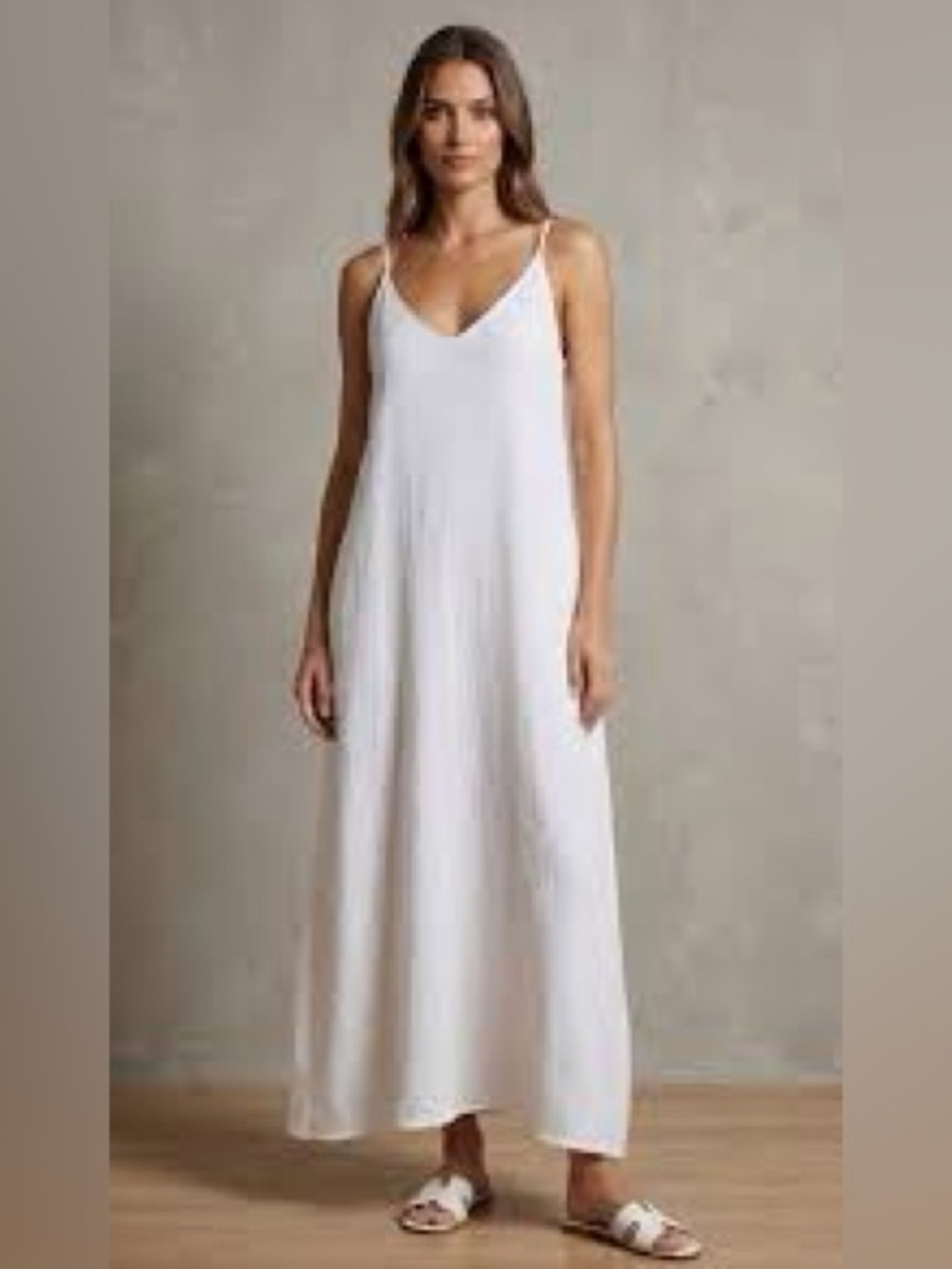 White V-Neck Slip Maxi Dress Milio Milano